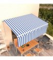 vidaXL Manual Retractable Awning with Blind 4x3m Blue&White — Colour: Blue and white, Size: 4 x 3 m