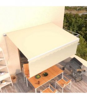vidaXL Manual Retractable Awning with Blind 4x3m Cream — Size: 4 x 3 m
