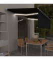 vidaXL Manual Retractable Awning with Blind&LED 5x3m Anthracite — Size: 5 x 3 m