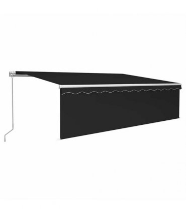 vidaXL Manual Retractable Awning with Blind&LED 5x3m Anthracite — Size: 5 x 3 m