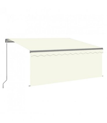 vidaXL Manual Retractable Awning with Blind&LED 3.5x2.5m Cream — Size: 3.5 x 2.5 m