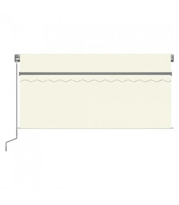 vidaXL Manual Retractable Awning with Blind&LED 3.5x2.5m Cream — Size: 3.5 x 2.5 m