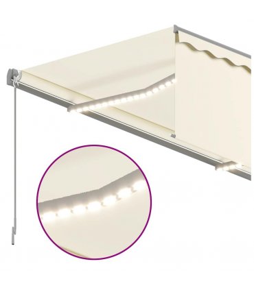 vidaXL Manual Retractable Awning with Blind&LED 3.5x2.5m Cream — Size: 3.5 x 2.5 m