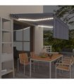 vidaXL Manual Retractable Awning with Blind&LED 4x3m Blue&White — Colour: Blue and white, Size: 4 x 3 m