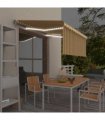 vidaXL Manual Retractable Awning with Blind&LED 3.5x2.5m Yellow&White — Colour: Yellow and white, Size: 3.5 x 2.5 m