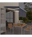 vidaXL Manual Retractable Awning with Blind&LED 3.5x2.5m Blue&White — Colour: Blue and white, Size: 3.5 x 2.5 m