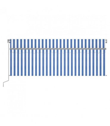 vidaXL Retractable Awning | Blue and White — Size: 4.5 x 3 m