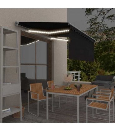 vidaXL Retractable Awning | Anthracite | Powder-coated aluminium, Polyester — Size: 3.5 x 2.5 m