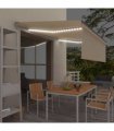 vidaXL Manual Retractable Awning with Blind&LED 4x3m Cream — Size: 4 x 3 m