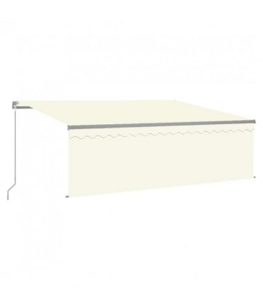 vidaXL Manual Retractable Awning with Blind&LED 4x3m Cream — Size: 4 x 3 m