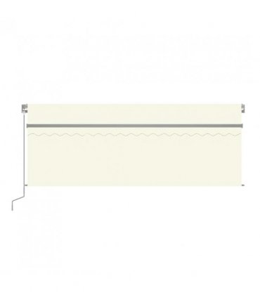 vidaXL Manual Retractable Awning with Blind&LED 4x3m Cream — Size: 4 x 3 m