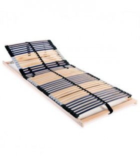 vidaXL Bed Base | Natural Wood, Black | Solid Beech Wood, Birch Slats — Size: 90 x 200 cm, Model: headrest adjust (manual)