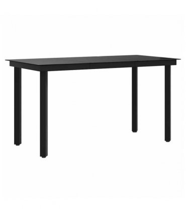 vidaXL Garden Dining Table Black 140x70x74 cm Steel and Glass — Size: 140 x 70 x 74 cm