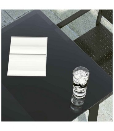 vidaXL Garden Dining Table Black 140x70x74 cm Steel and Glass — Size: 140 x 70 x 74 cm