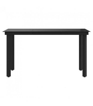 vidaXL Garden Dining Table Black 140x70x74 cm Steel and Glass — Size: 140 x 70 x 74 cm