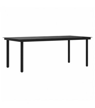 vidaXL Garden Dining Table Black 200x100x74 cm Steel and Glass — Size: 200 x 100 x 74 cm