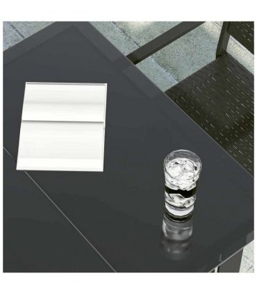 vidaXL Garden Dining Table Black 200x100x74 cm Steel and Glass — Size: 200 x 100 x 74 cm