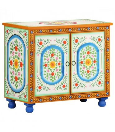 vidaXL Hand Painted Sideboard 70x35x60 cm Solid Mango Wood — Colour: multicolour
