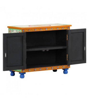 vidaXL Hand Painted Sideboard 70x35x60 cm Solid Mango Wood — Colour: multicolour
