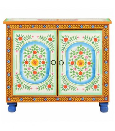vidaXL Hand Painted Sideboard 70x35x60 cm Solid Mango Wood — Colour: multicolour