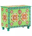 vidaXL Hand Painted Sideboard Multicolour 70x35x60 cm Solid Mango Wood — Colour: green