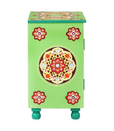 vidaXL Hand Painted Sideboard Multicolour 70x35x60 cm Solid Mango Wood — Colour: green