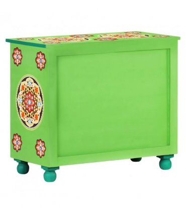 vidaXL Hand Painted Sideboard Multicolour 70x35x60 cm Solid Mango Wood — Colour: green