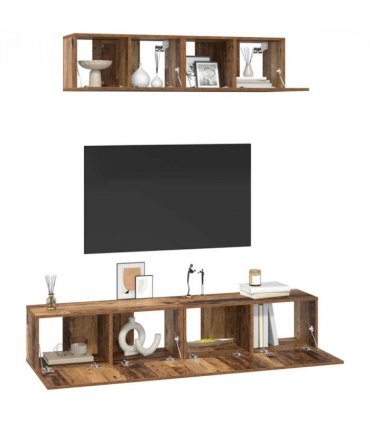 vidaXL TV Cabinet Set Wall-mounted 4 pcs Old Wood Engineered Wood — V0671953747