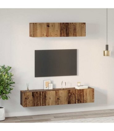 vidaXL TV Cabinet Set Wall-mounted 4 pcs Old Wood Engineered Wood — V0671953747