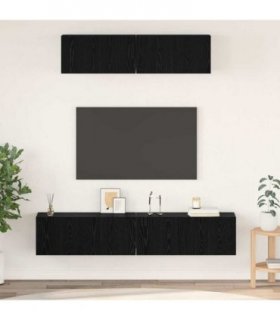 vidaXL TV Cabinet Set Wall-mounted 4 pcs Black Oak Engineered Wood — V0671953755