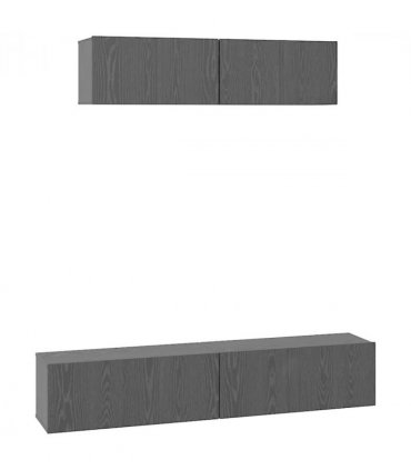 vidaXL TV Cabinet Set Wall-mounted 4 pcs Black Oak Engineered Wood — V0671953755