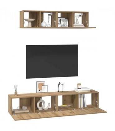 vidaXL TV Cabinet Set Wall-mounted 4 pcs Artisan Oak Engineered Wood — V0671953757