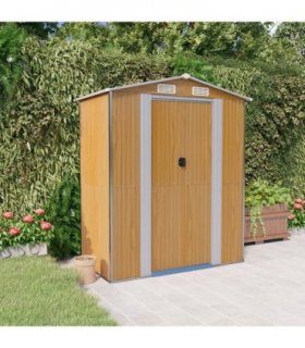 vidaXL Garden Shed Light Brown 192x108x223 cm Galvanised Steel