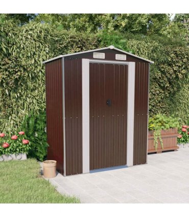 vidaXL Garden Shed Dark Brown 192x108x223 cm Galvanised Steel