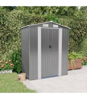 vidaXL Garden Shed Light Grey 192x108x223 cm Galvanised Steel