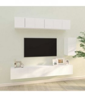 vidaXL 6 Piece TV Cabinet Set White Engineered Wood — V0671953770