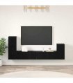 vidaXL Wall TV Cabinet Wall-mounted 3 pcs Black Oak Engineered Wood — V0671953781