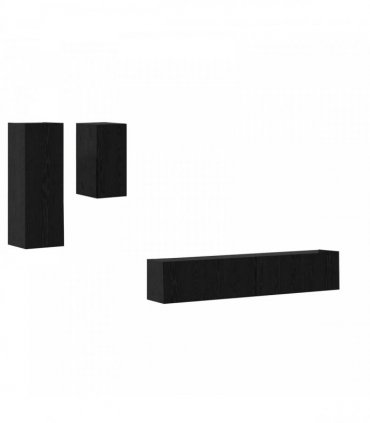 vidaXL Wall TV Cabinet Wall-mounted 3 pcs Black Oak Engineered Wood — V0671953781