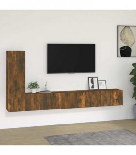 vidaXL 3 Piece TV Cabinet Set Smoked Oak Engineered Wood — V0671953793