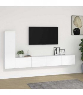 vidaXL 3 Piece TV Cabinet Set White Engineered Wood — V0671953795