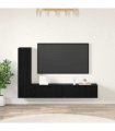 vidaXL Wall TV Cabinet Wall-mounted 2 pcs Black Oak Engineered Wood