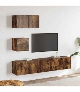 vidaXL 4 Piece TV Cabinet Set Smoked Oak Engineered Wood — V0671953806