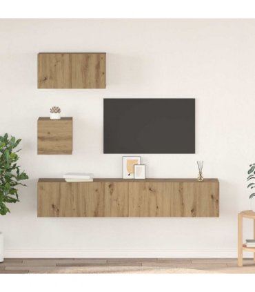 vidaXL TV Cabinet Set Wall-mounted 3 pcs Artisan Oak Engineered Wood — V0671953809