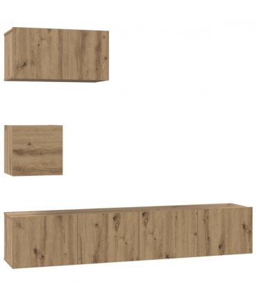 vidaXL TV Cabinet Set Wall-mounted 3 pcs Artisan Oak Engineered Wood — V0671953809