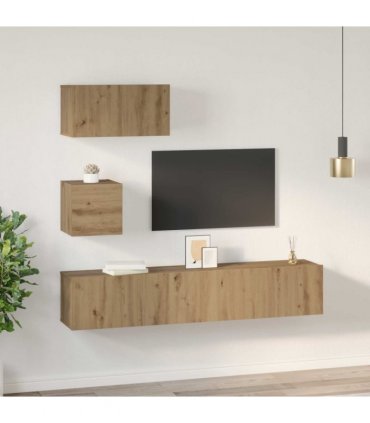 vidaXL TV Cabinet Set Wall-mounted 3 pcs Artisan Oak Engineered Wood — V0671953809