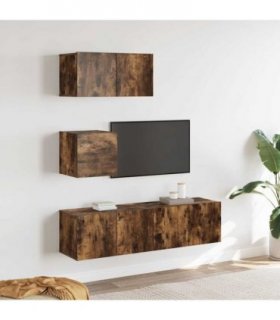 vidaXL 4 Piece TV Cabinet Set Smoked Oak Engineered Wood — V0671953810