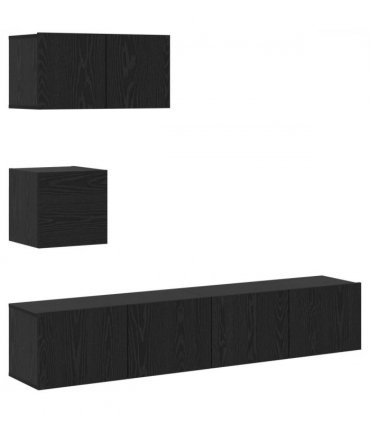 vidaXL TV Cabinet Set Wall-mounted 3 pcs Black Oak Engineered Wood — V0671953820