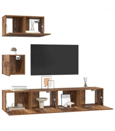 vidaXL TV Cabinet Set Wall-mounted 3 pcs Old Wood Engineered Wood — V0671953822