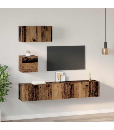 vidaXL TV Cabinet Set Wall-mounted 3 pcs Old Wood Engineered Wood — V0671953822