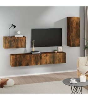 vidaXL 4 Piece TV Cabinet Set Smoked Oak Engineered Wood — V0671953830